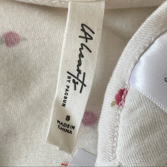 PacSun L.A Hearts Flower Print Eye Mask Pajama Top Set Women’s Size S - Picture 10 of 12